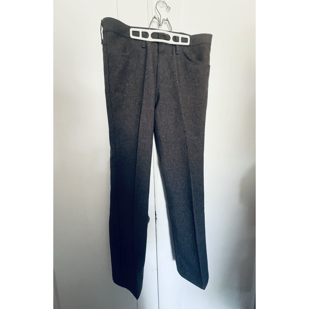 Wrangler Men's Dress Pants Size 34x32 Gray 100% Polyester 4 Pockets Straight Leg